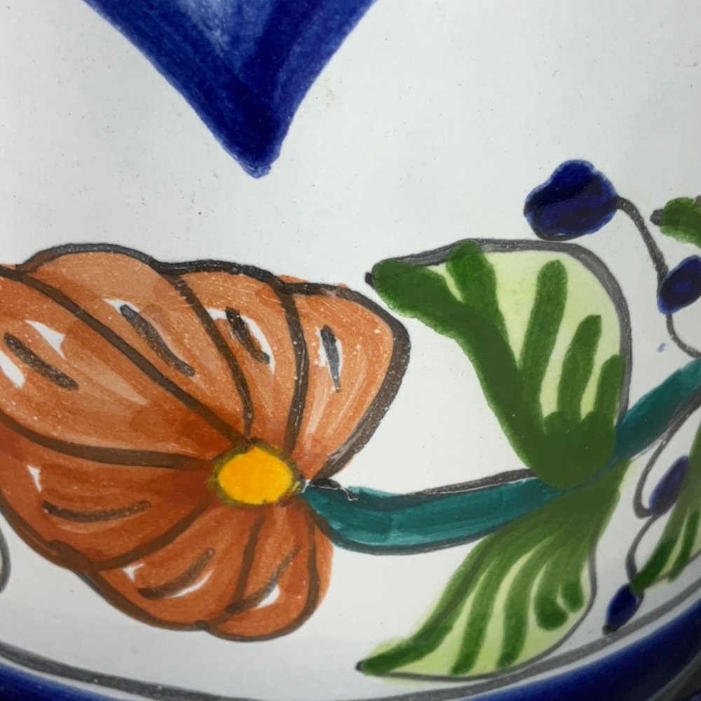Vintage Talavera Mexican Pottery Planter Hand Painted Folk Art Ceramic Pot 7” - Picture 3 of 11